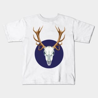 Deer's Skull over blue moon Kids T-Shirt